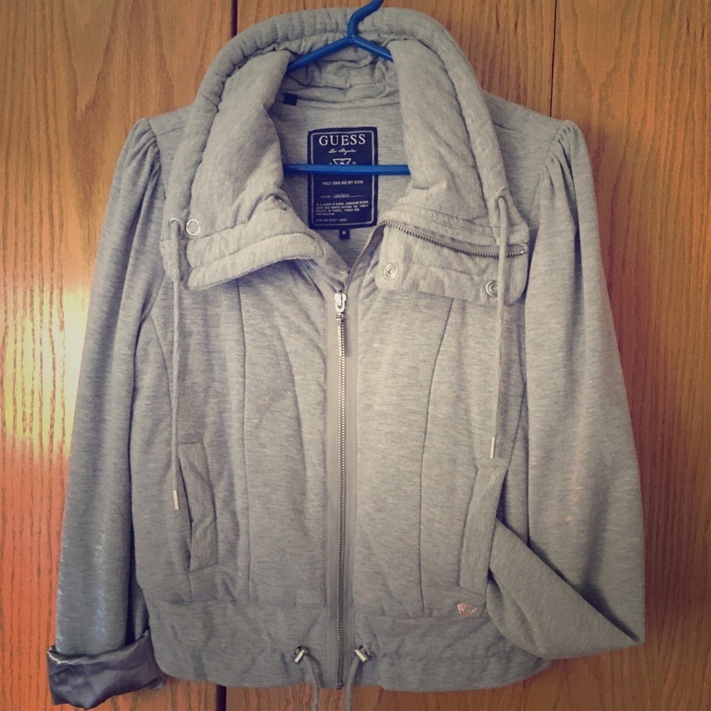 Guess High Collared Grey Jersey Jacket